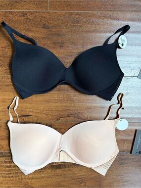 BNWT French Connection Super Soft Cup Bra 34C Set in Black & Nude